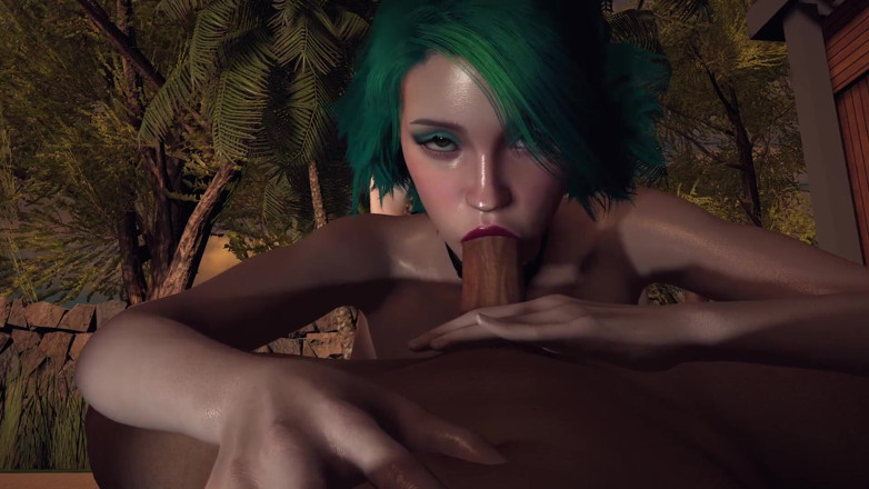 Wraith ward: Fată sexy care fumează cu părul verde ia o muie...