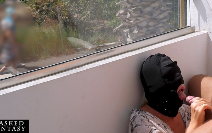 Masked-Fantasy: ABlowjob on Sunny Balcony Makes Him Cum in Her Mouth...
