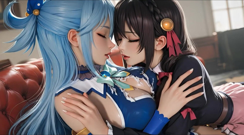 Ianimedia: Sfw Aqua e Yunyun de Konosuba soft show tocando e...