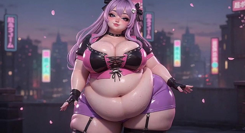 Animate golden: Une BBW anime trémousse son cul énorme dans un string violet