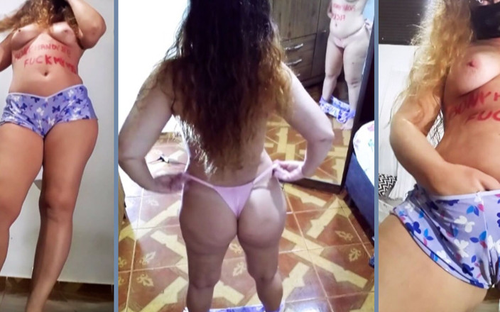 Mirelladelicia: Sie zieht sich aus, blaue puppenshorts und rosa höschen