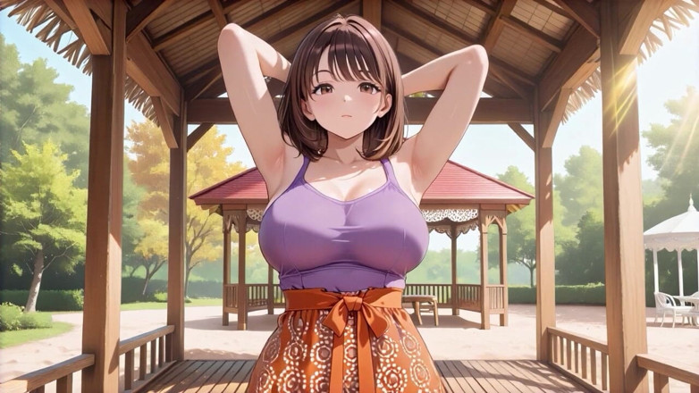 Tay Swift X: Une beauté hentai à gros nichons rebondit passionnément sur le porche...