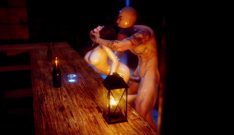 ExplicitXXX3D: Горячая крошка наклонилась над барной стойкой и уничтожила ее киску - хардкорный грубый трах в баре