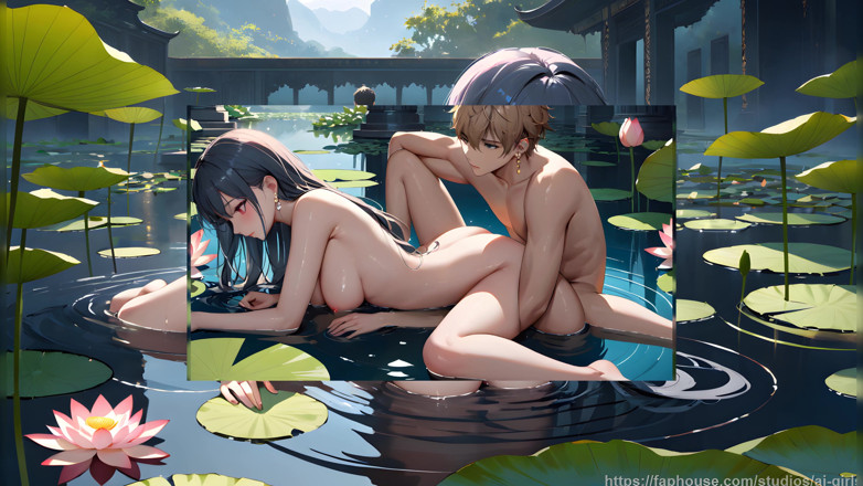 LustRender: Nude Hentai Girl Having Fun with Boy &amp; Girl in a...