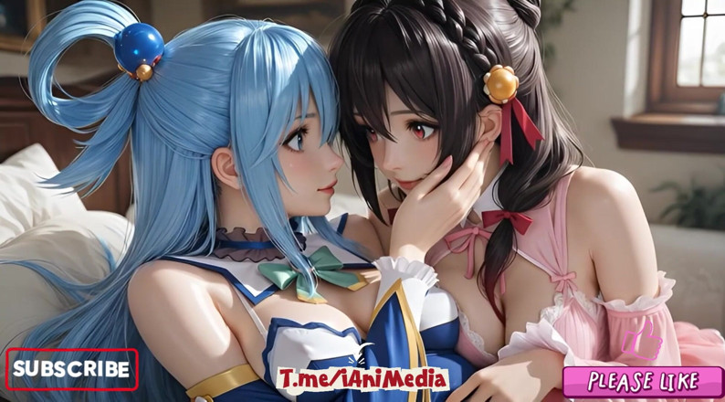 Ianimedia: Konosuba soft show'dan sfw aqua ve yunyun lezbiyene dokunuyor ve öpüşüyor