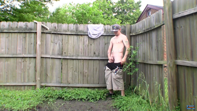 Straight naked thugs: Drsný hetero jock Lex Busts a Nutt Venku