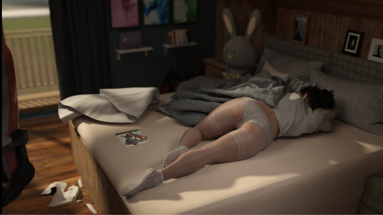 Nerom life: 침대에 누워 있는 핫한 섹시한 배다른 여동생