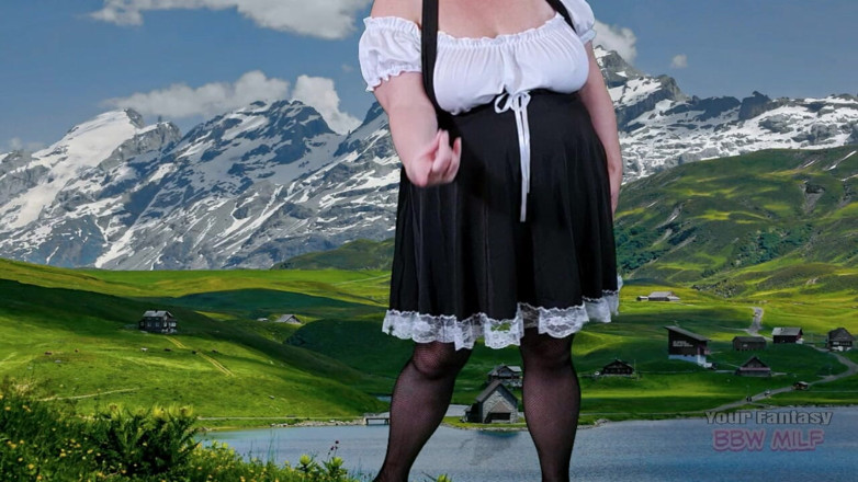 BBW_Wife: Oktoberfest के लिए आल्प्स में Frau बड़े स्तन - परिपक्व खूबसूरत विशालकाय महिला अपने विशाल स्तन और गांड दिखाकर जश्न मना रही है