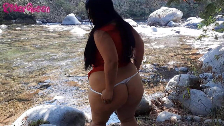 Only Riderqueen BBW Step Mom Latina Alone: I Was Relaxing in the River with My Red Dress,...