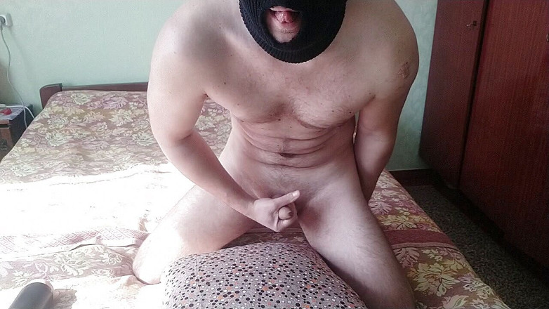Hot guy solo: Handsome roughly fucks his silicone toy and cums inside