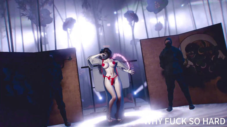 Why fuck so hard: 3Dセクシーな日本人ストリッパーが彼女の大きなおっぱいを裸に