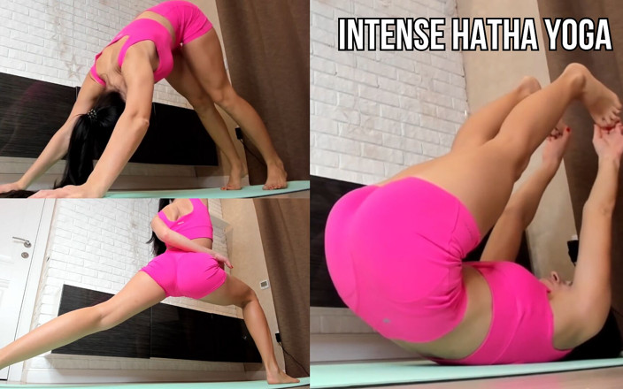 Princess Monica: Hatha Yoga en short rose moulant - étirement, équilibre et écoulement