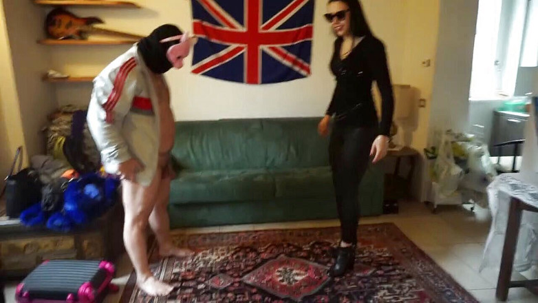 Lady Mesmeratrix Official: Masked slave gets punished from three femdom chicks