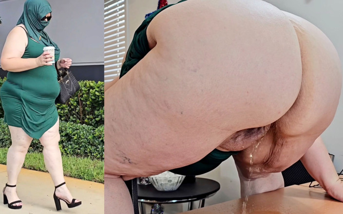 Jamdown26 Big Fat Ass BBW SSBBW Porn: Товстушка з великою дупою була так схвильована, щоб похизуватися своєю пиздою і пописяти на її столі на роботі