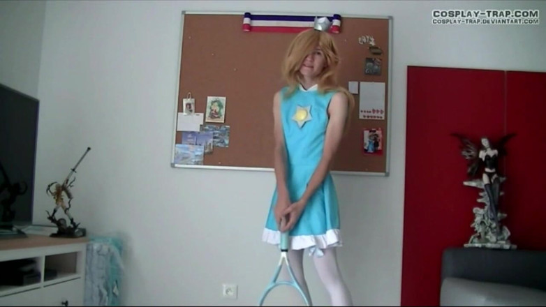 RosalinaxGirl: 크로스 드레스 코스프레 테니스 Rosalina 팬티와 애널 쇼