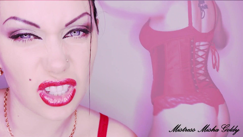 Goddess Misha Goldy: Red shiny fantasy over my mesmerizing lips and my sexy...