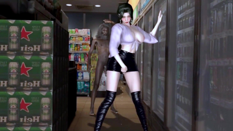 Soiyu Hentai: Mooie vrouwelijke regisseur en oude man bij de supermarkt - Hentai 3D...