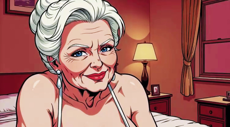 AI Porn: Ai abuelita, escote profundo provoca de cerca