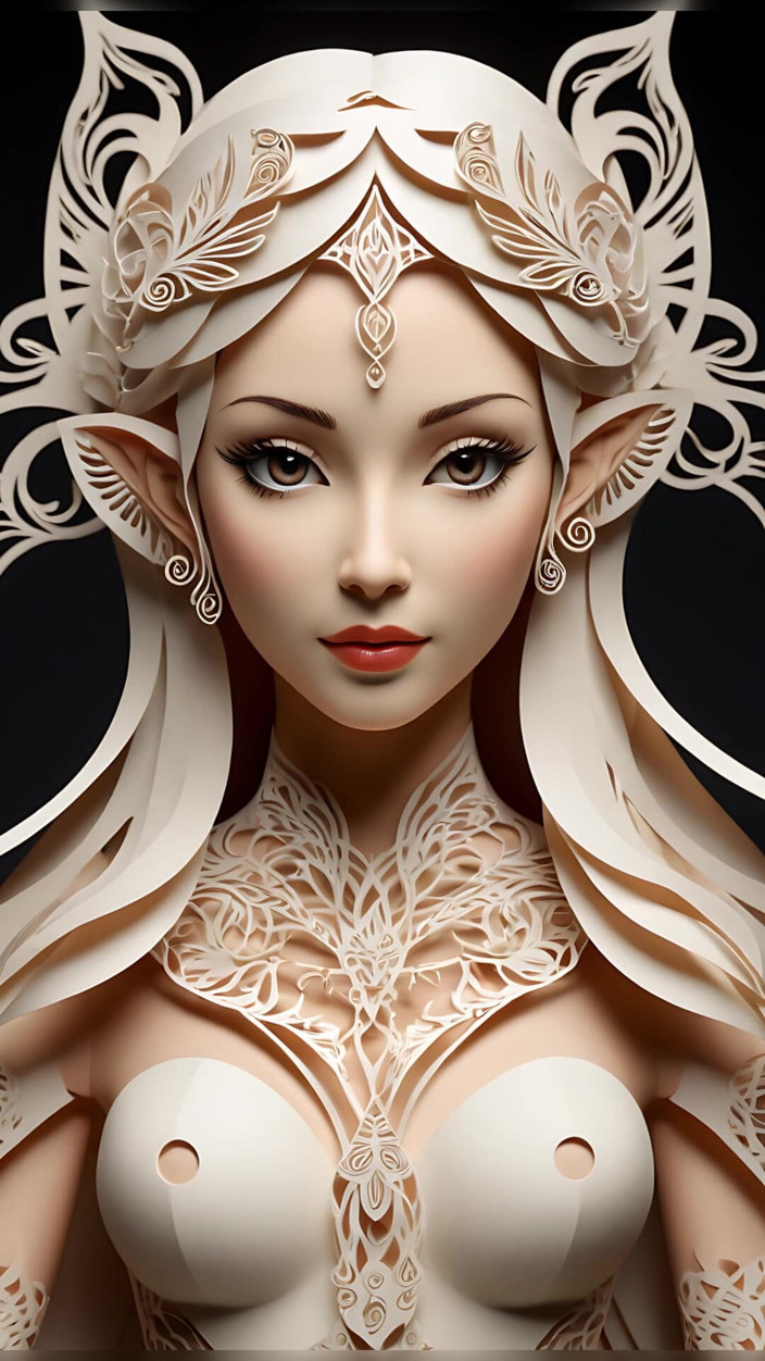 LustRender: Lustrender papírový model Nahá Elf Girl Slideshow - Sexy Kirigami Elf...