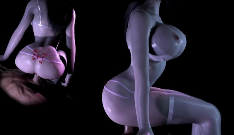 Anime strip club: Une pute asiatique aux seins énormes en 3D secoue son gros cul
