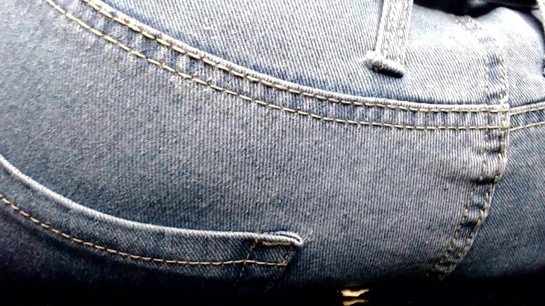 Maeling: Slut Teen Ruined in Jeans Ass-fyxiation with Giant Ass Unknowing
