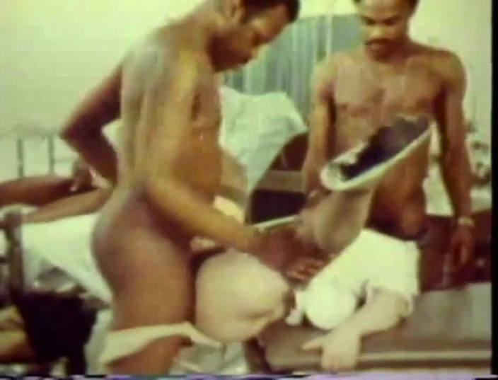 Vintage megastore: Two black guy fuck the Chubby nurse