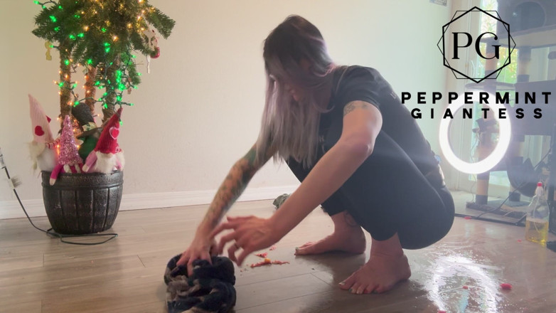 Peppermint Giantess: 水果粉碎后果：清理湿润地板的混乱