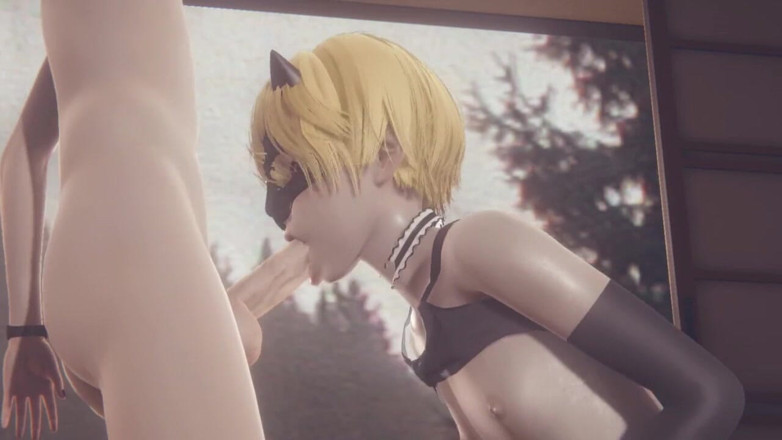 Yaoitube: Yaoi - Cat Femboy, pipe et éjaculation dans la bouche