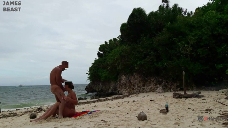 James Beast: Scopata solitaria in spiaggia - coppia russa amatoriale