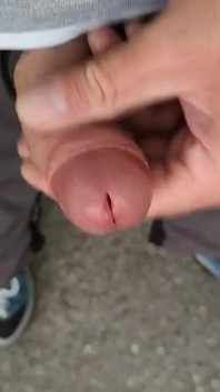 Piss och sperma utomhus i en park