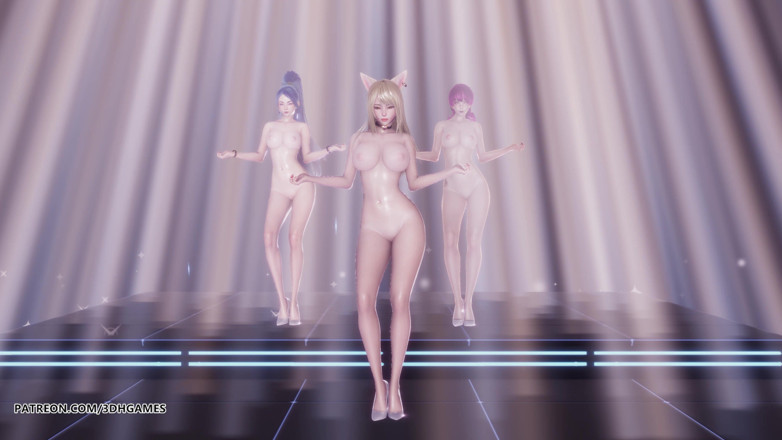 3D-Hentai Games: Momoland - Baam Ahri Kaisa Evelynn, сексуальный обнаженный танец Лиги легенд KDA