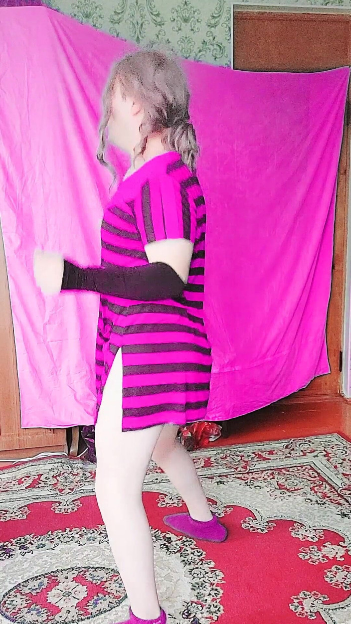 Kitty_Cross: 핫한 백마의 귀여운 펨보이 주부 크로스드레서 댄스 쇼 핑키 드레스
