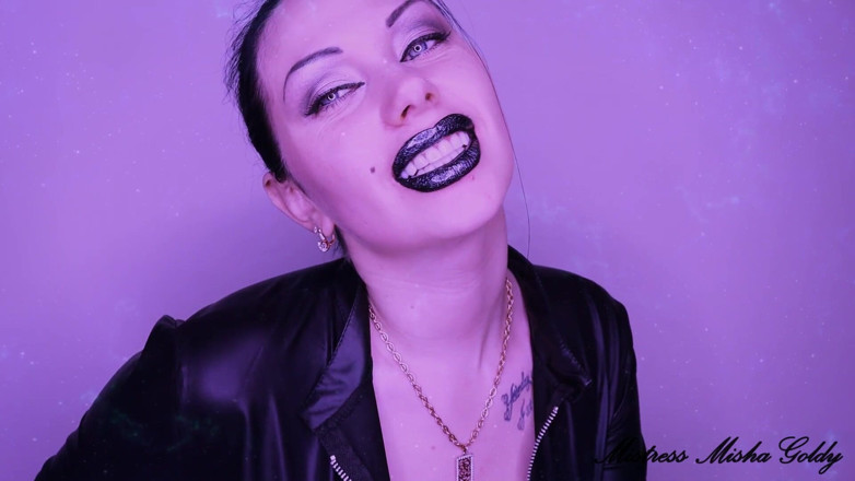Goddess Misha Goldy: Глянцеві чорні губи отримують повний контроль над тобою! Заворожуюча інструкція з дрочки