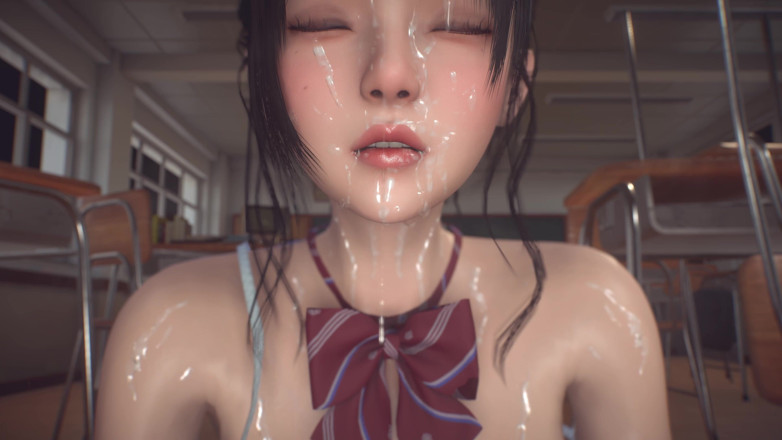 Why fuck so hard: 3D la studentessa giapponese con grandi tette fa un pompino...