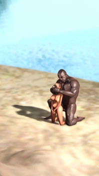 Seks panas di pantai! Lelaki hitam besar mengongkek eboni miang di pulau savage