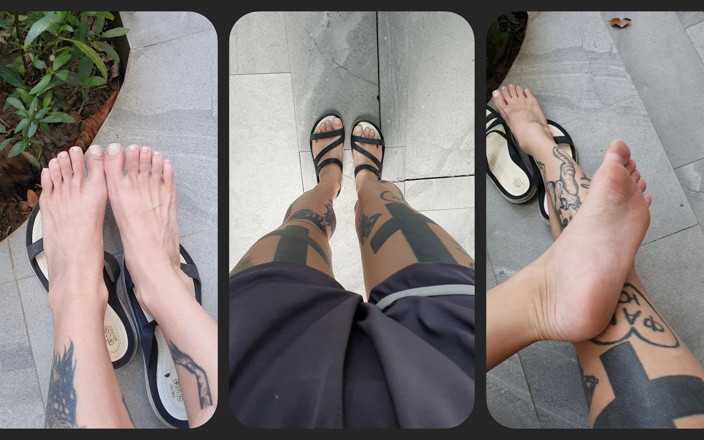 TattoedGirl666: Piedi Dolci in Infradito per Strada
