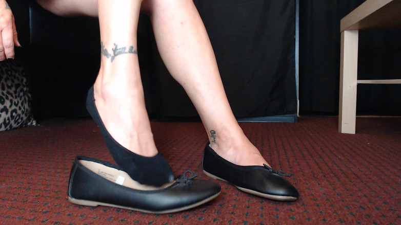 Abby Anna: Forro meias pretas balé flats sapataria
