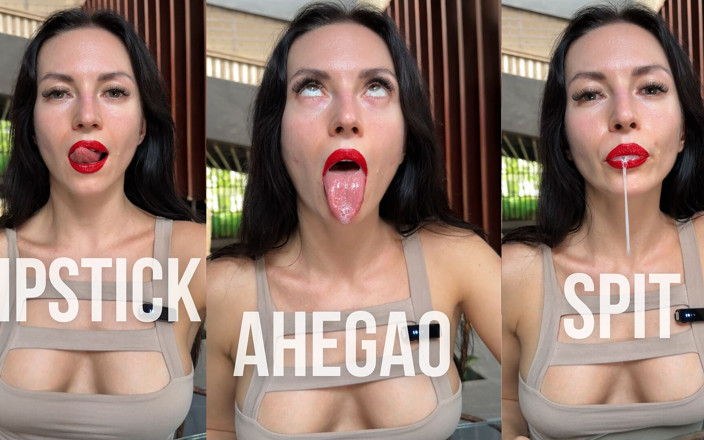 Princess Monica: Rode lippenstift spuug &amp; kwijlen aanbidding - lippenfetisj plagen