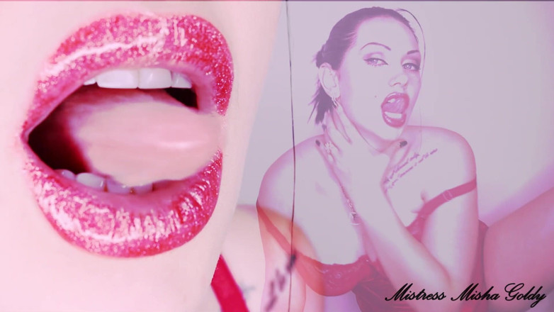 Goddess Misha Goldy: Red shiny fantasy over my mesmerizing lips and my sexy...