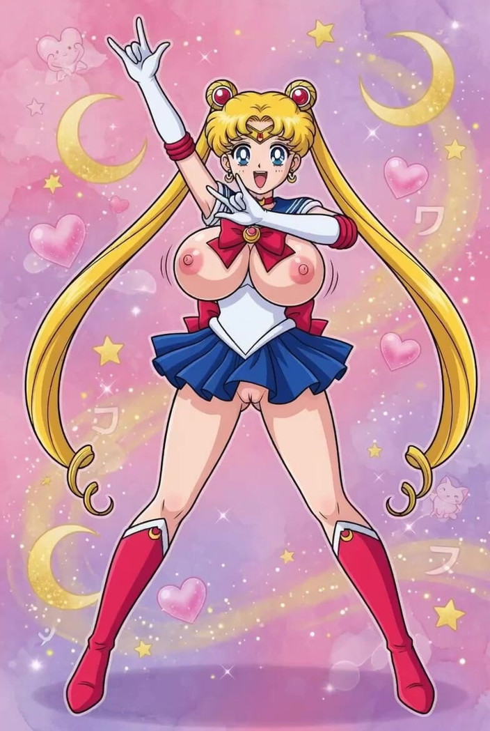 L6RD7BLU3 AI: Sailor Moon balançando sua buceta careca apertada