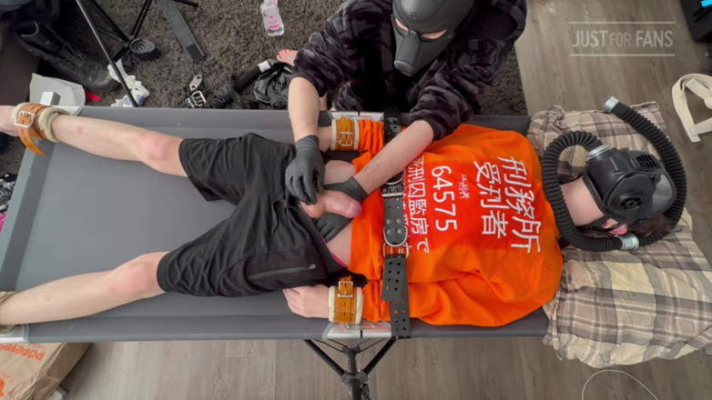 Inmate Cody and SubEdgeX: Gas Mask Boy Strapped Down and Edged