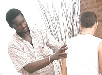 Bareback TV: Skinny white boy fucks black cock